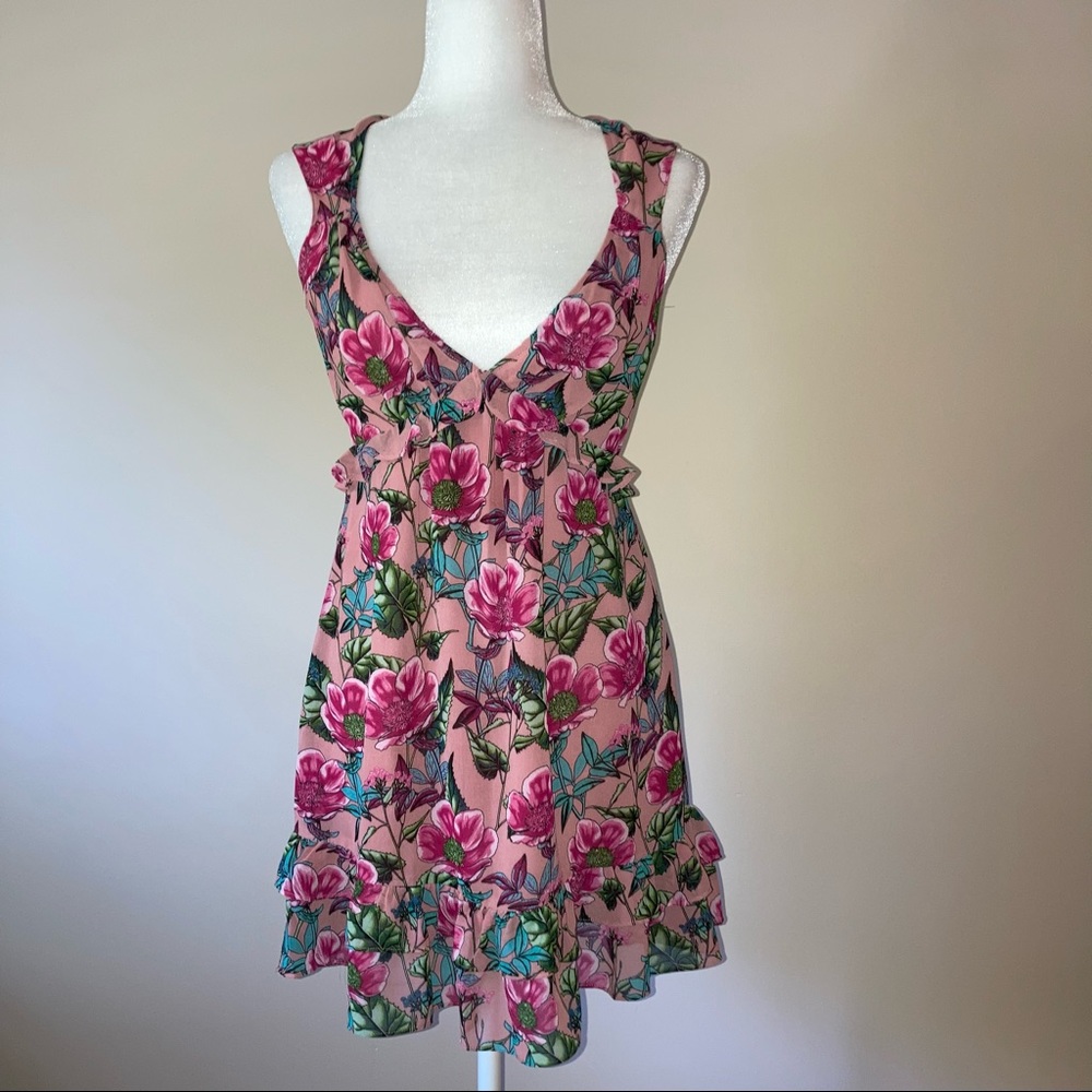 For Love & Lemons Floral Mini Dress Pink XS